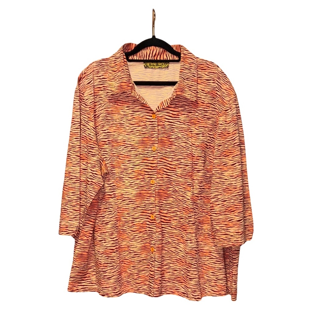 Ashley Stewart Zebra Stripped Button Down - Burnt Orange - Size XL-XXL